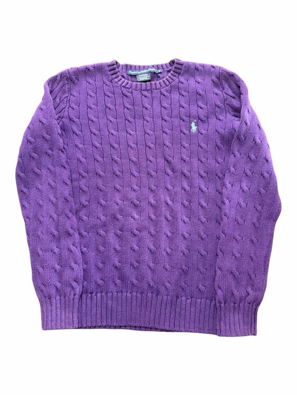 Ralph Lauren Sport Purple Cable Knit Sweater Size Kids M